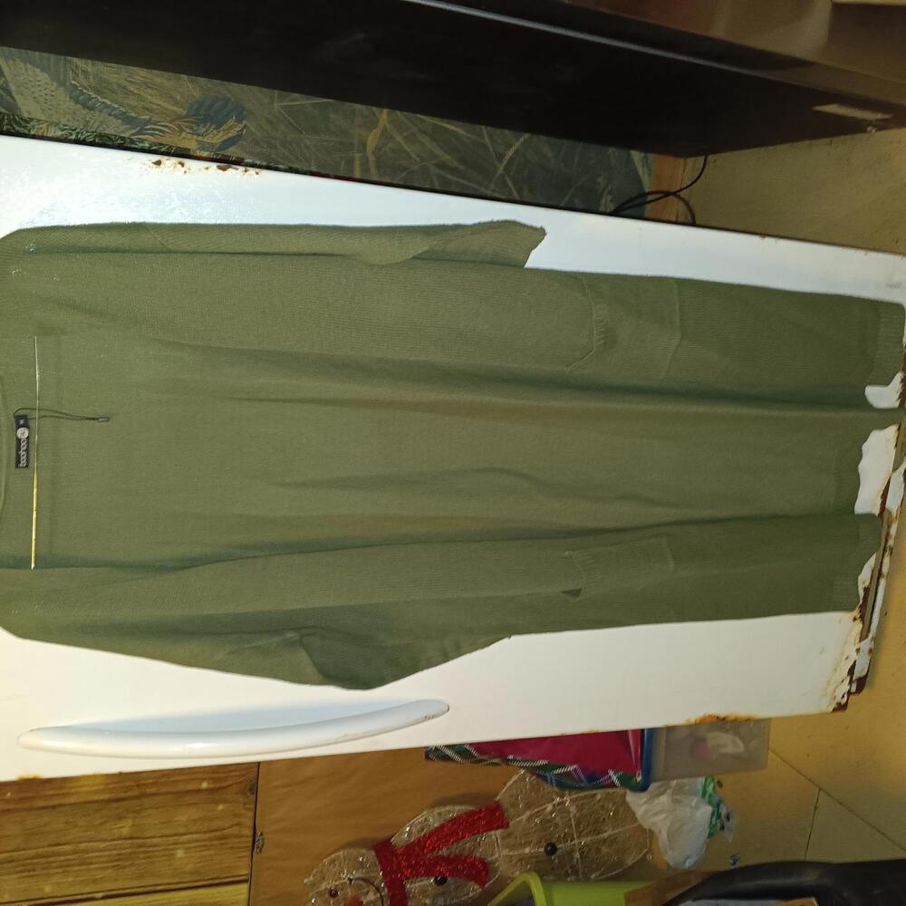 Boohoo Tall Olive Green Long Cardigan Sweater Size 14